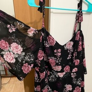 Cold shoulder black floral dress torrid 4